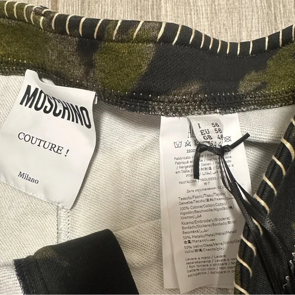 NWT MOSCHINO Katakana Embellished Camouflage Pants EU 58 or US 48 $1145 - Picture 4 of 5